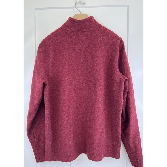 L.L. Bean Trail Fleece Jacket Men's L Red Marled Half Zip Pullover Pocket Hiking - Picture 2 of 9